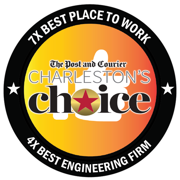 Charleston Choice Awards Seal 7x Best Place to Work and 4x Best Engineering Firm